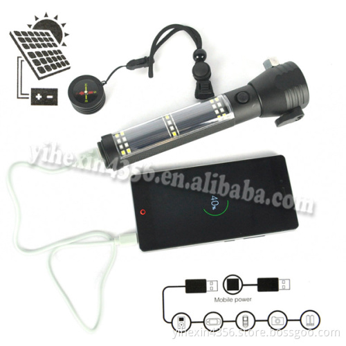 USB Rechargeable Solar Flashlight USB Charge with Output